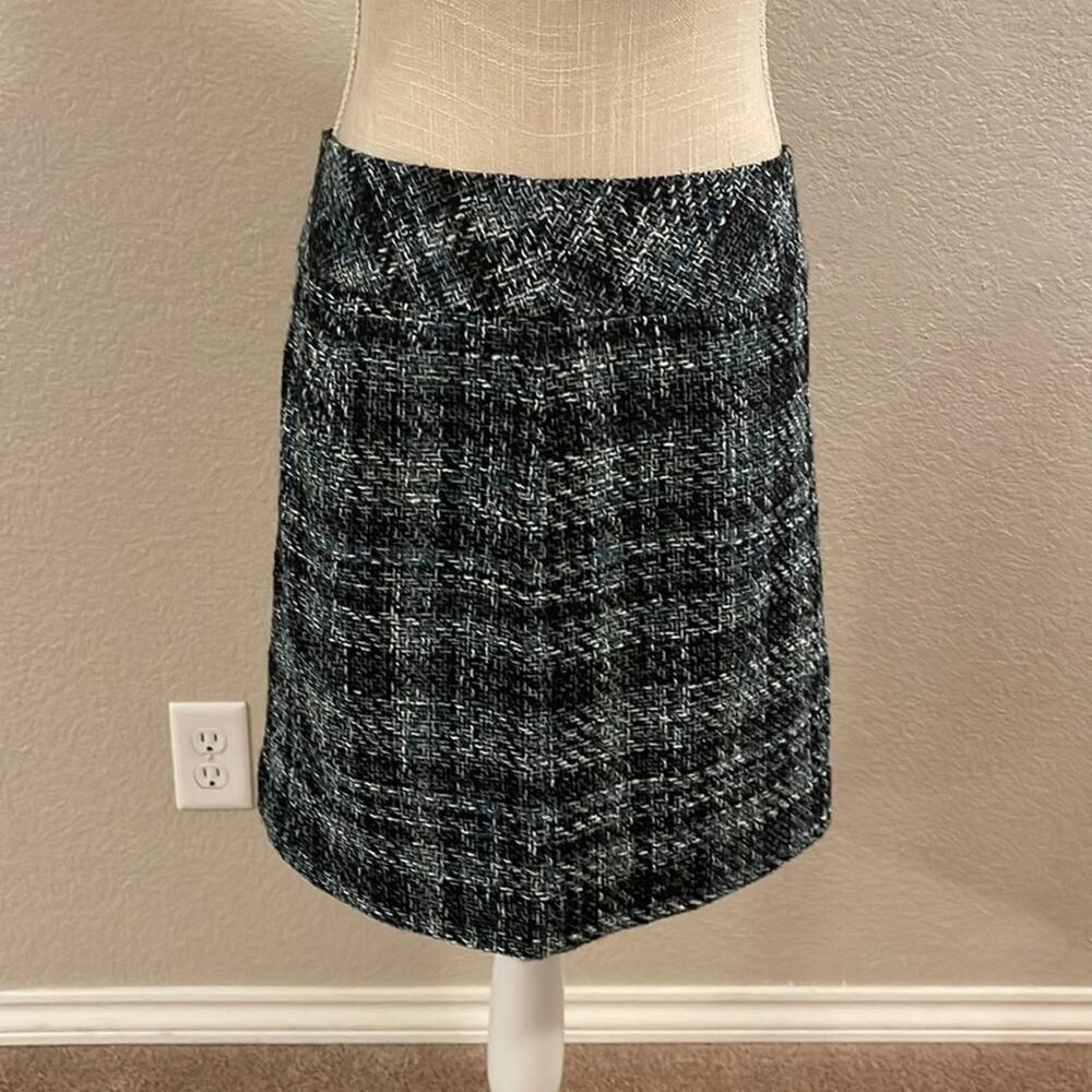 Loft Outlet Blue Black White Tweed Mini Skirt Preppy Academia Workwear Size 4